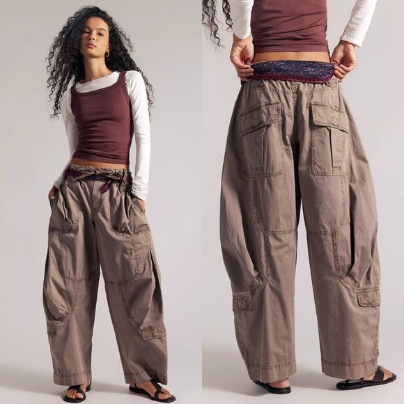 Free People Pants - We The Free Onset Pull-On Cargo Pants in Dusted Cocoa NEW